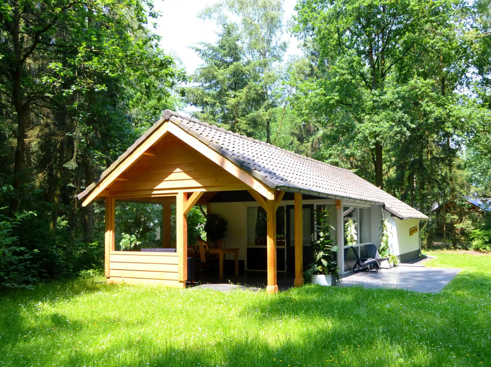 The veranda in summer, lawn in front