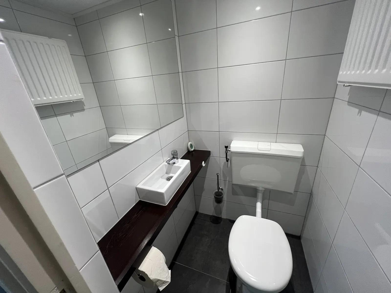 Toilet with a small hand basin